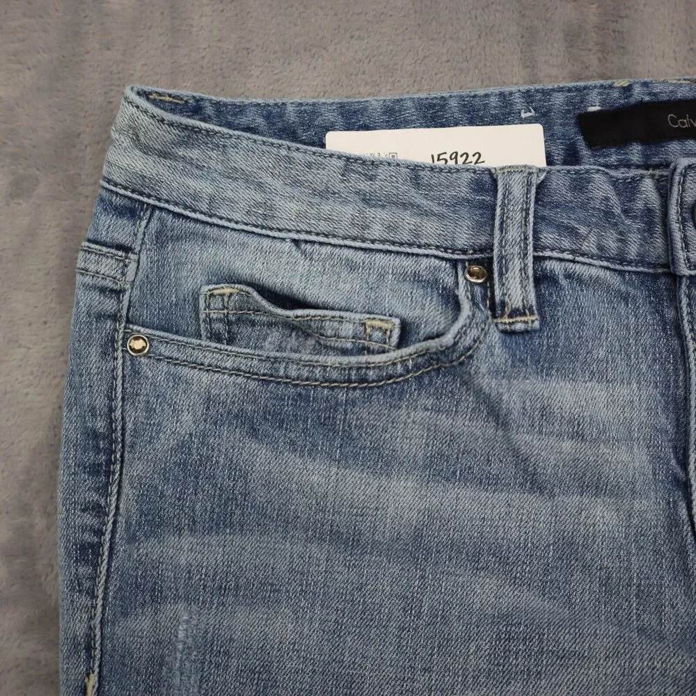 Calvin Klein Jeans Pants Womens 4 Blue Flat Front Mid Rise Straight Pockets
